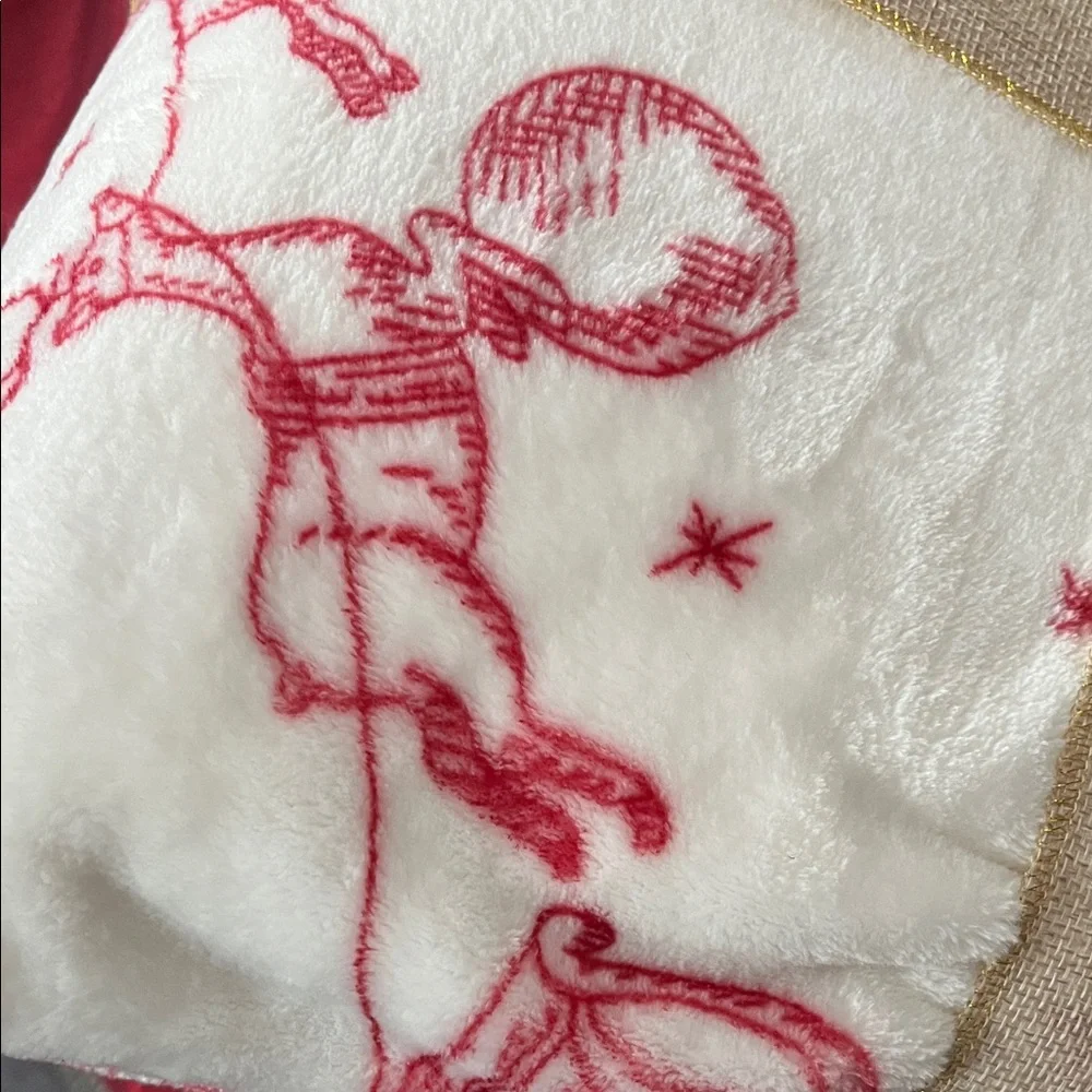 The Farmhouse Red and White Holiday Plush Blanket